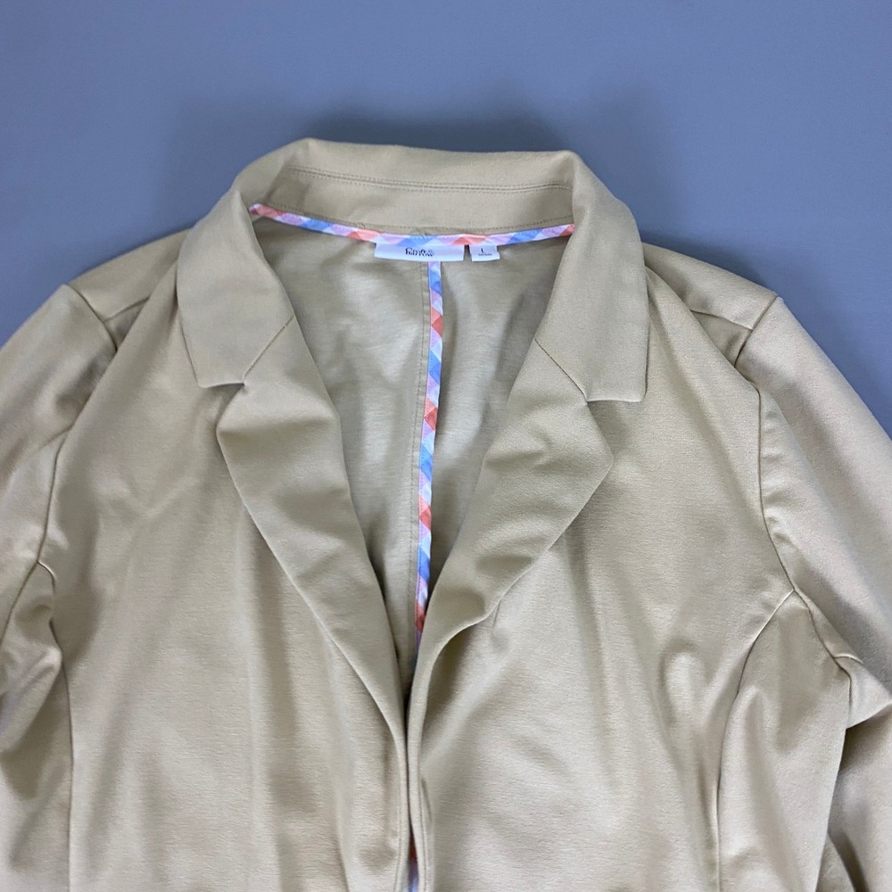 Croft & Barrow Blazer Jacket Women's Size Large Tan Beige Open Front Stretch - Picture 2 of 9
